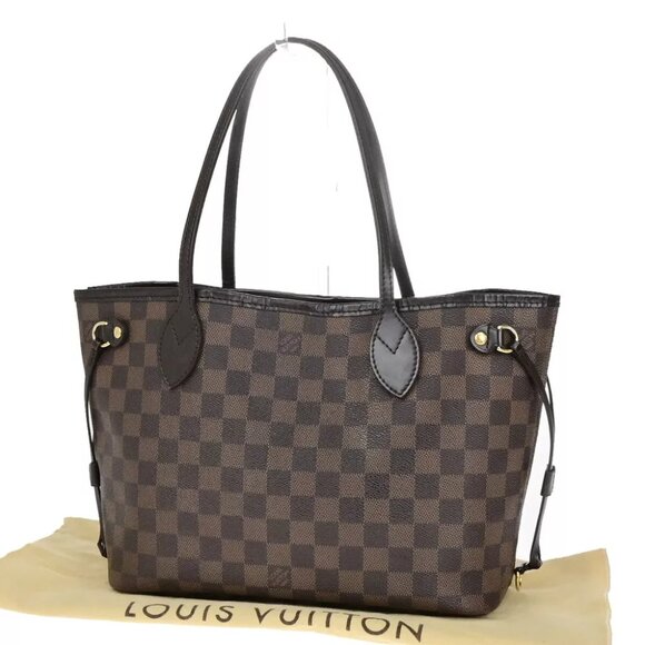 LOUIS VUITTON Neverfull PM Shoulder Tote Bag Damier Leather Brown N51109 93YG762 - Picture 1 of 16